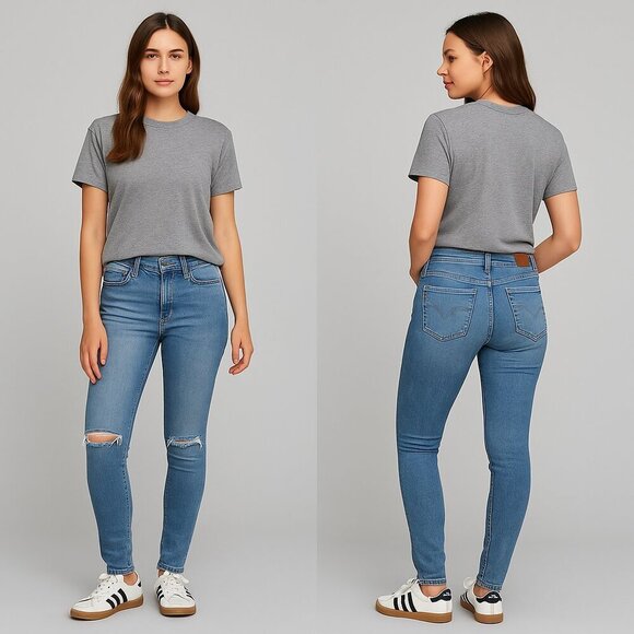 LEVI’S 💫 710 Low-Rise Distressed Super Skinny Jeans 🖤 Women’s Sz 25 - Picture 4 of 16